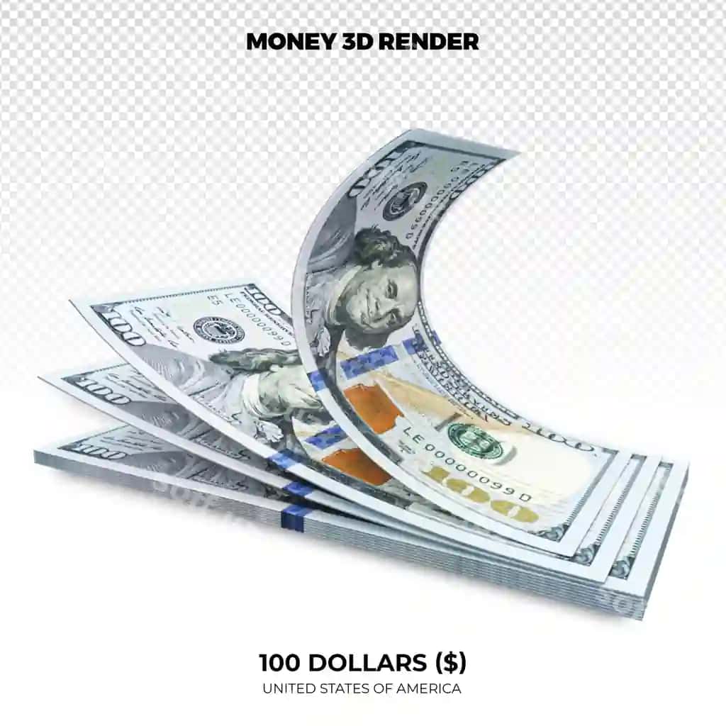 Amerika Qo'shma Shtatlari Amerika pul 100 dollarlik banknotalar 3D ko'rsatish vayronaga | 3d rendering stacks united states america money 100 dollar banknotes