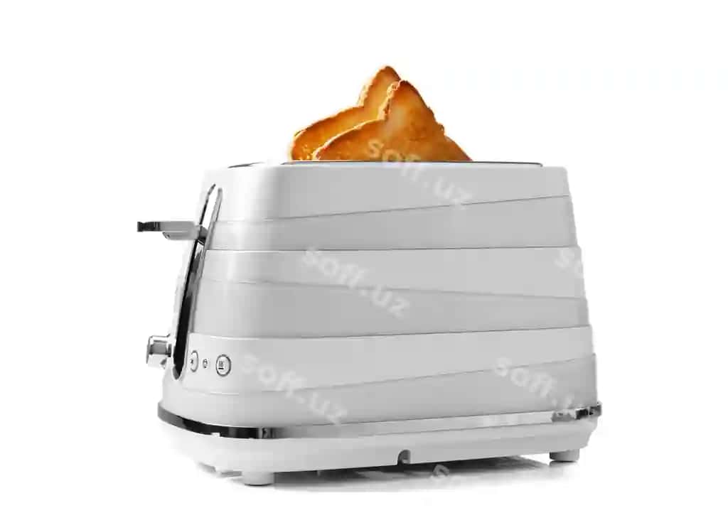 Yangi zamonaviy to'rt bo'lakli toster, oq non bilan | New modern four slice toaster with toasted bread isolated white