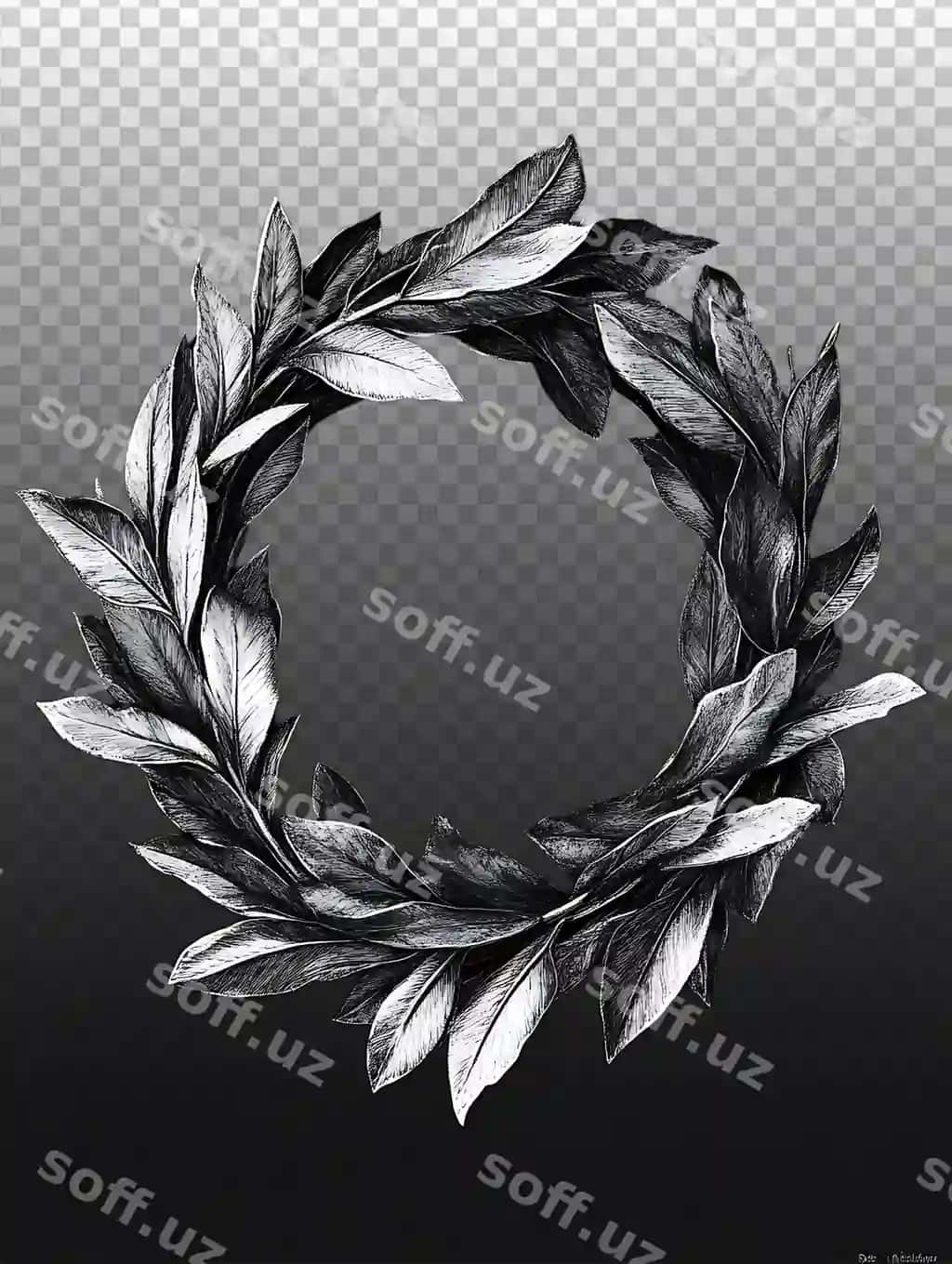 3d qora-oq laurel garlandi symboli | 3d black white laurel wreath symbol