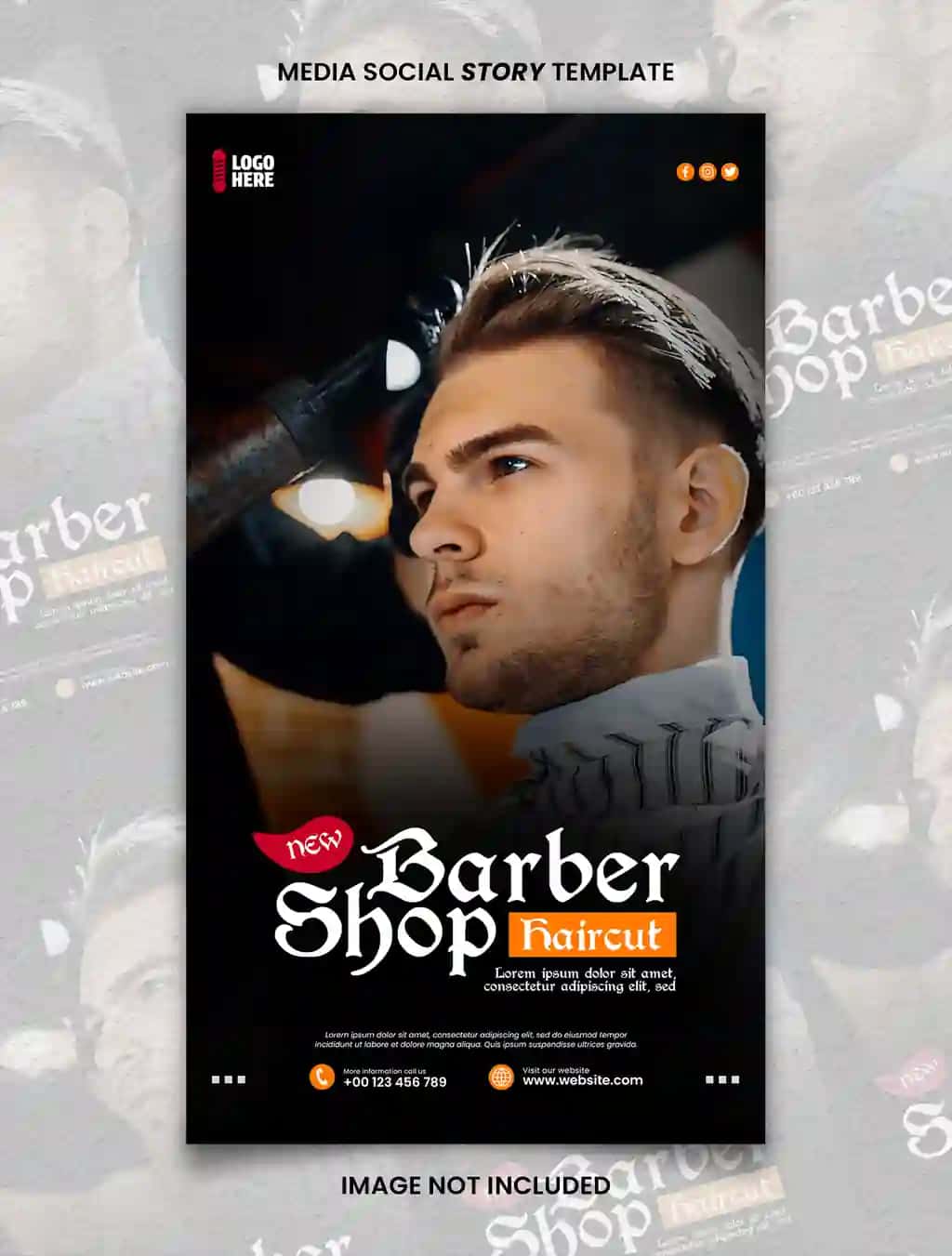 Zamonaviy soch turmagi sartaroshxonasi ijtimoiy media hikoyasi shabloni | Trendy hairstyles barbershop social media story template