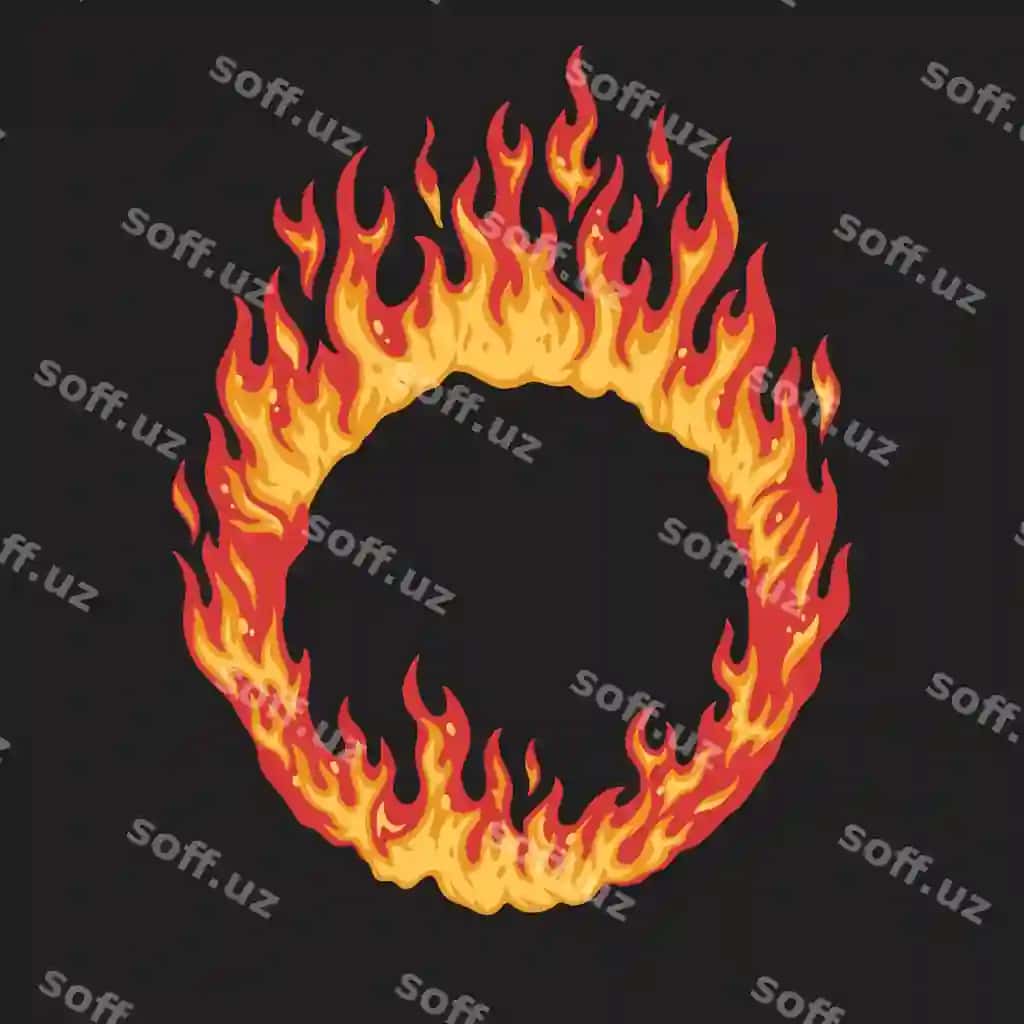 Aylanma olov ramkasi rangli gerb | Round flame frame colorful emblem 2