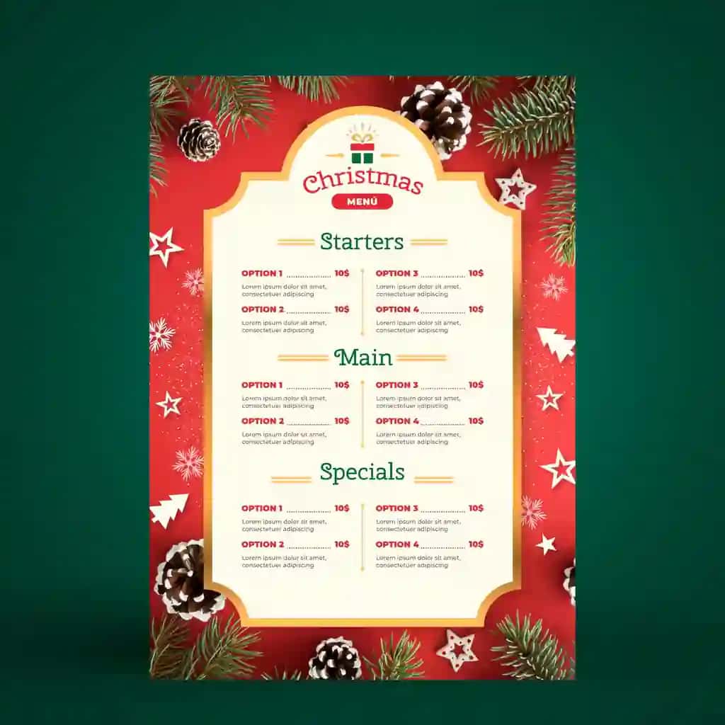 Rojdestvo menyusi shabloni | Christmas menu template
