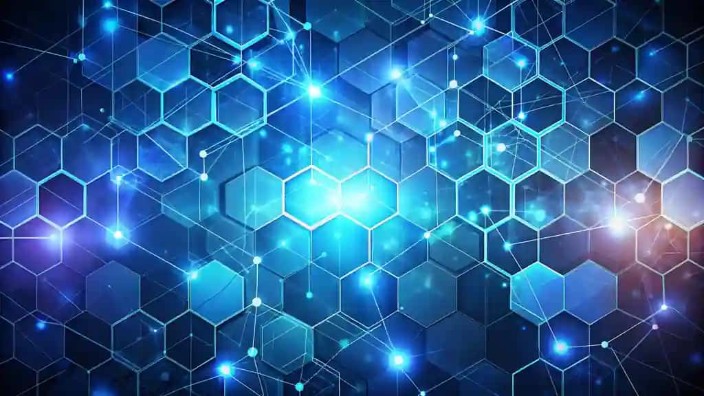 Moviy raqamli fon naqshli yorqin kvadrat so'zlar ko'k oq ko'k | Blue digital background with pattern glowing squares words blue white blue