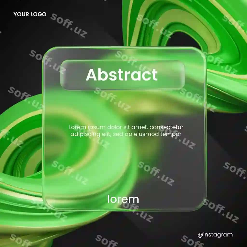 3D abstrakt renderlash bilan ijtimoiy media post-glassmorfizm dizayni | Post social media glassmorphism design with 3d abstract rendering
