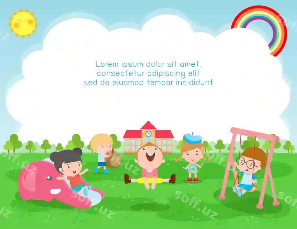 Maktab orqali ta'lim konseptsiyasi bolalar tashqarida o'yin oynaydi | Illustration back school education concept children playing outside