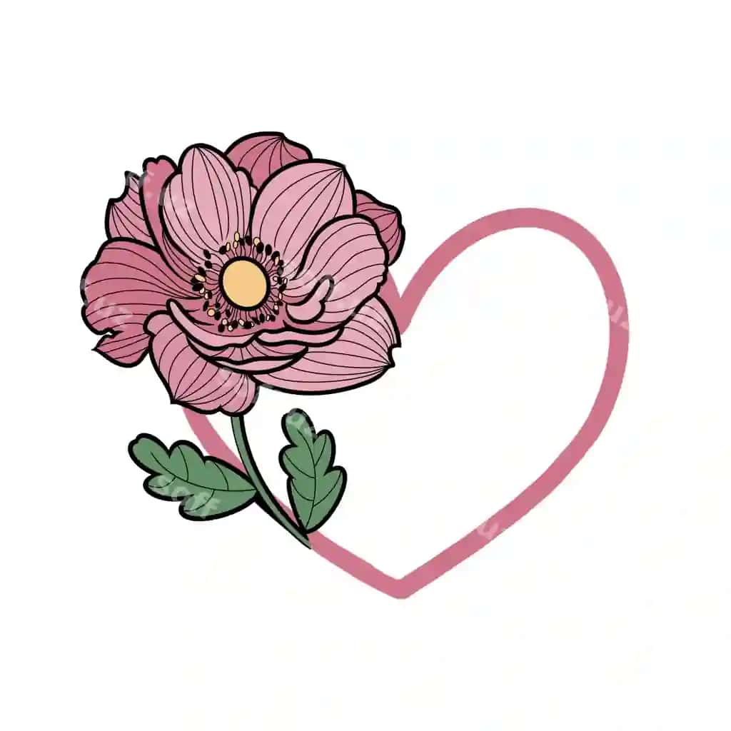 Yurak shaklidagi pushti gul | Pink flower with heart