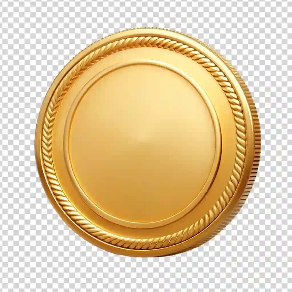 Oltin tanga izolyatsiya qilingan shaffof fon | Gold coin isolated transparent background