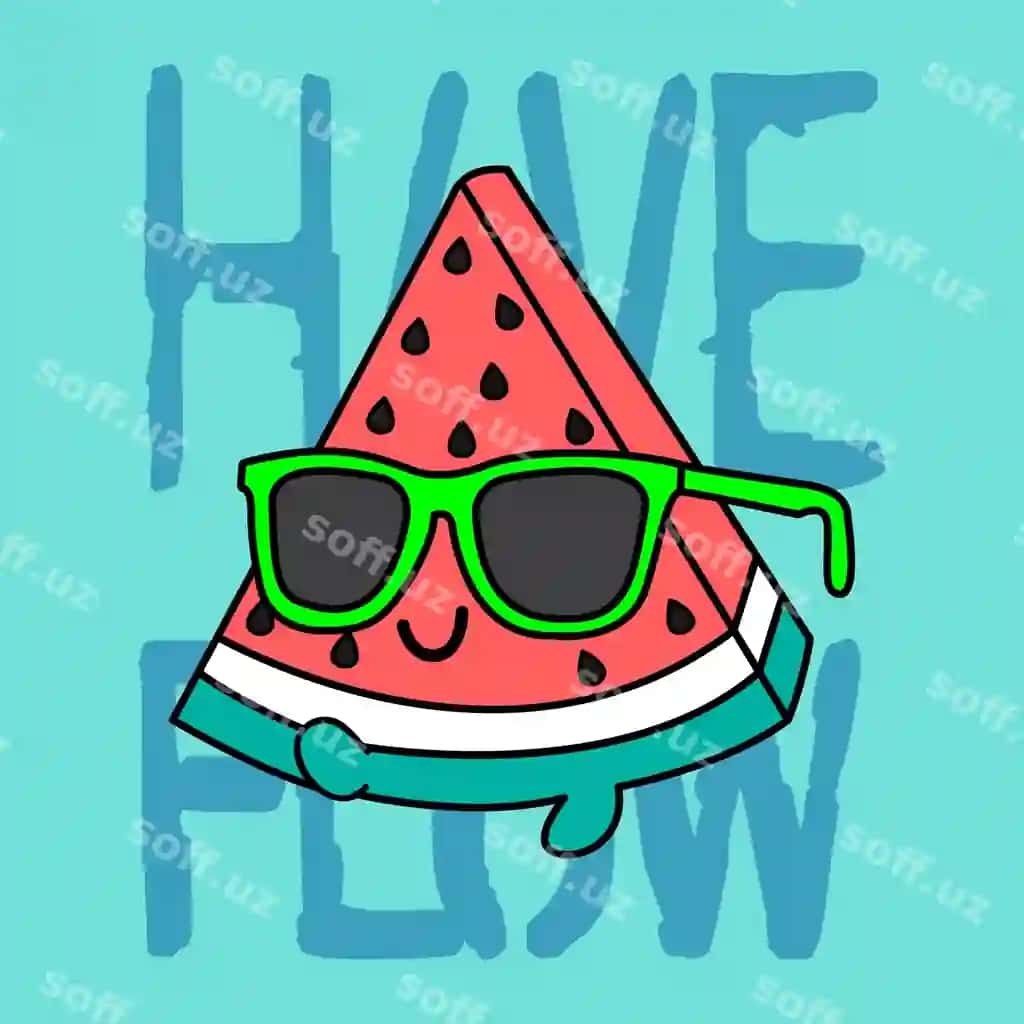 Tarvuz ko'zlari qorqin qo'ygan matn o'tkazib yuboring | Have flow text with watermelon wearing sunglasses