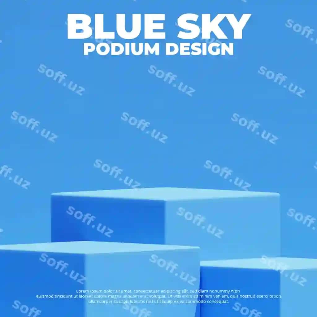 Realistik ko'k mahsulot podiumi 3d rendering | Realistic blue product podium 3d rendering