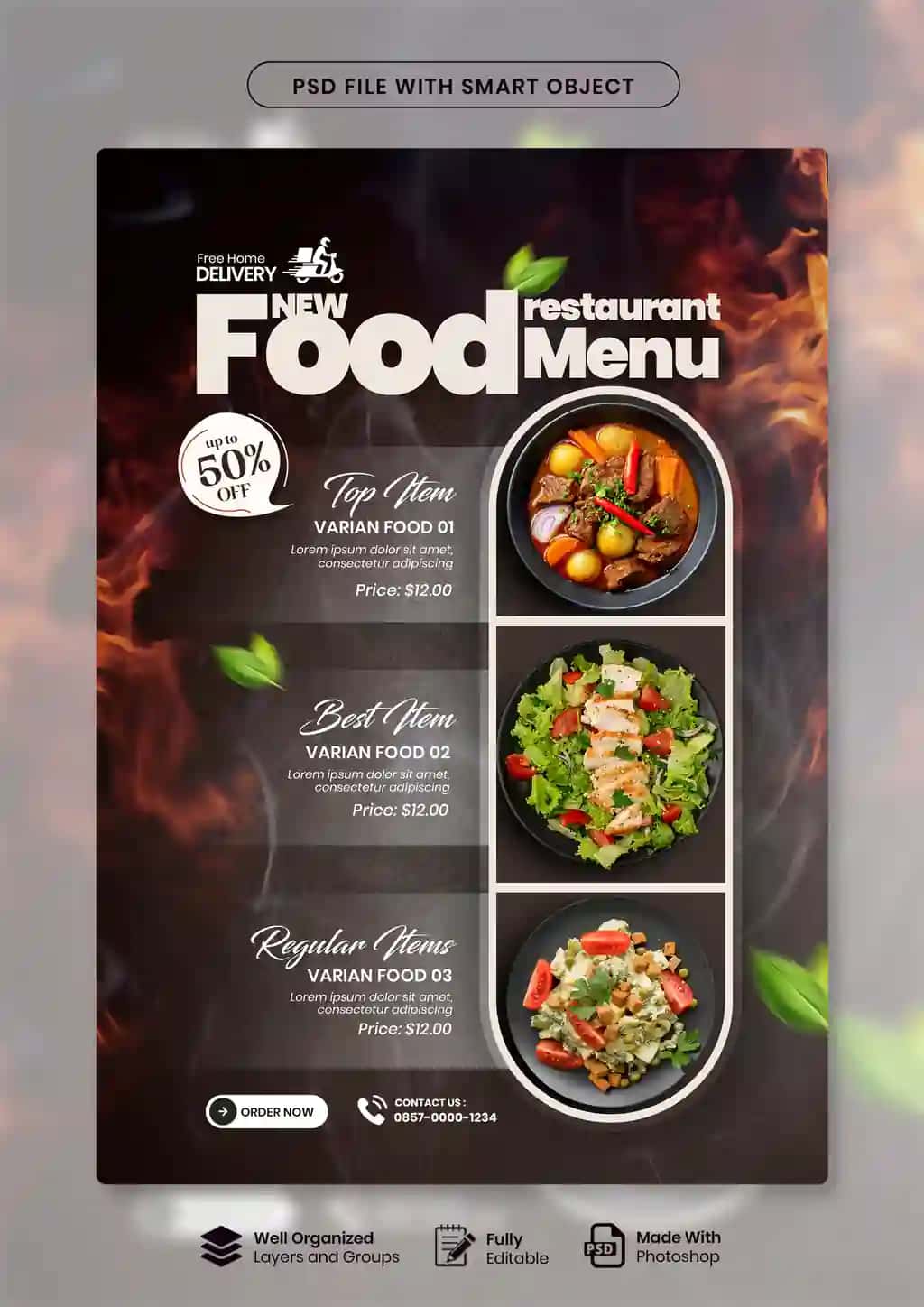 Restoranning maxsus taomlar menyusi plakati dizayni | Restaurant special food menu poster design