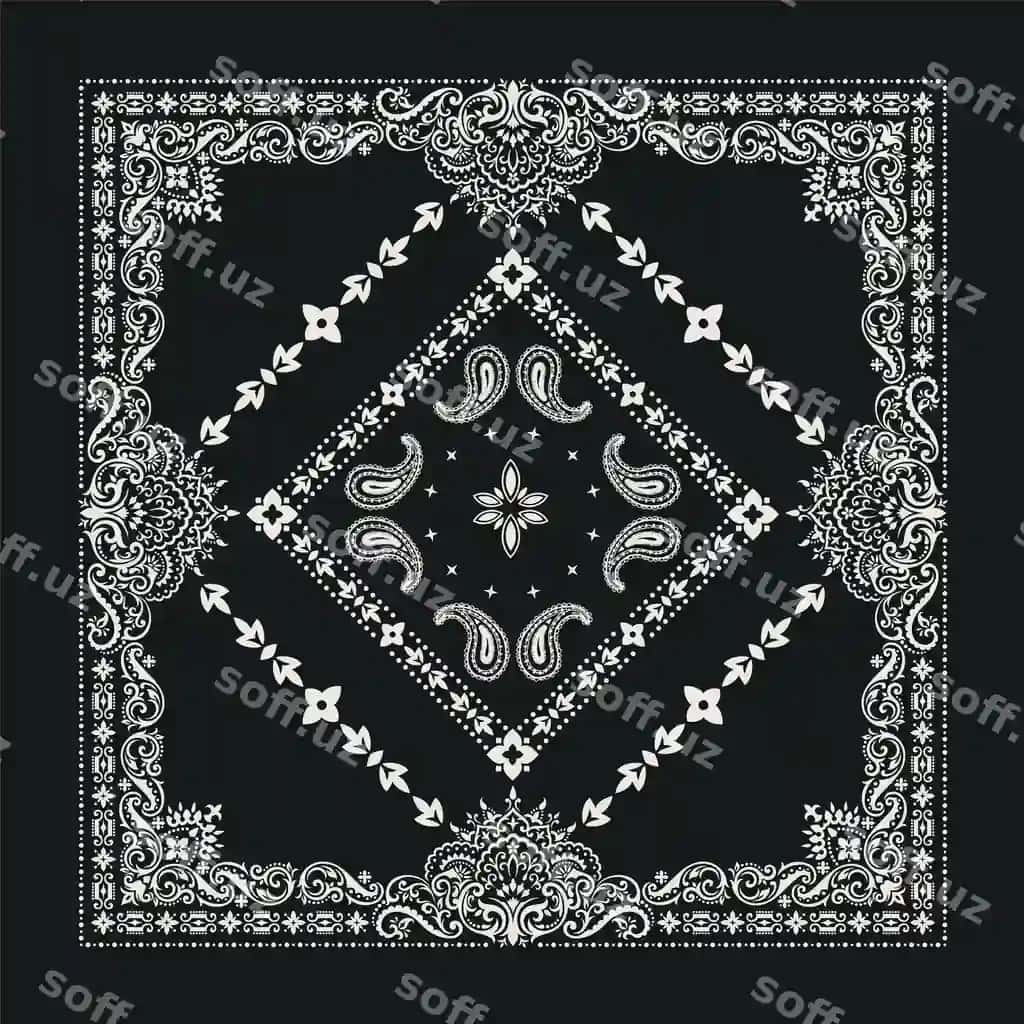 Naqsh paisley kvadrat bandana printli chador poykent naqsh dizayni | Ornament paisley square bandana print scarf kerchief pattern design