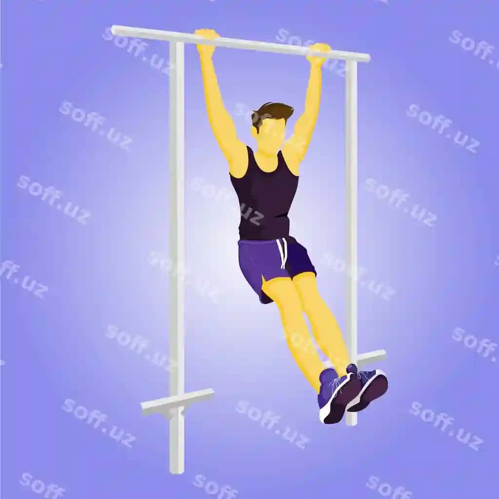 Inson asib ko'k fonli bar da. | Man is hanging bar with blue background