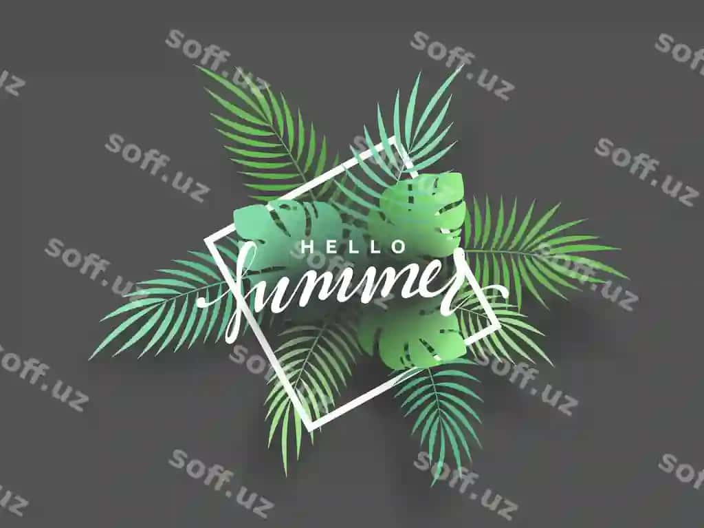 Salom yozgi banner tropik fon yoz mavsumi dizayn plakati | Hello summer banner tropical background summer season design poster