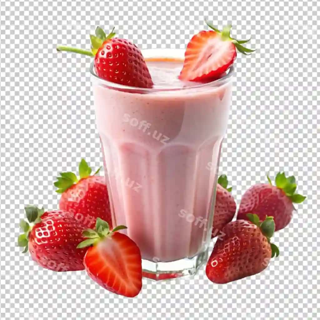 Qulupnay Sheke shaffof fon | Strawberry sheke transparent background