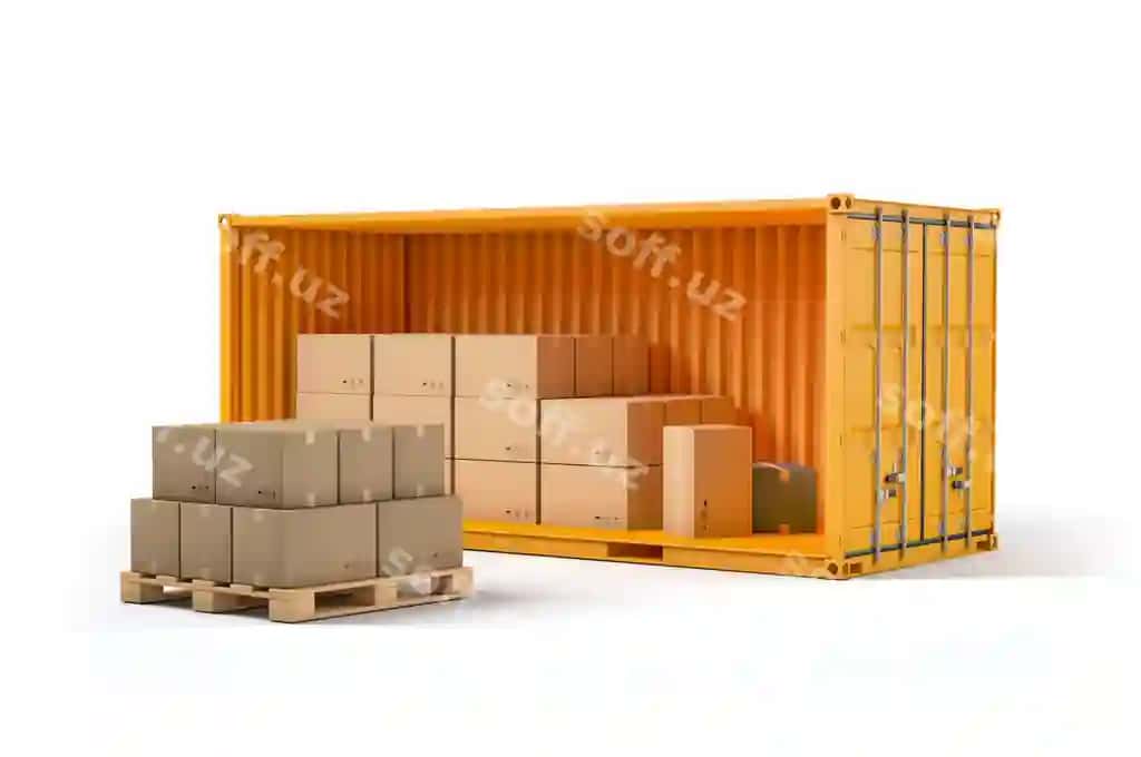 Ochiq yuk konteyneri karton qutilar bilan | Open cargo container with cardboard boxes