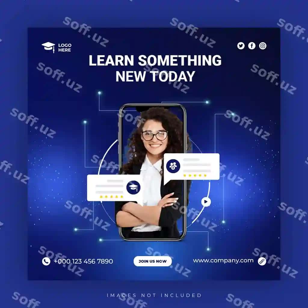Ijtimoiy media instagram post kvadrat bannerini o'rganish | Learning social media instagram post square banner