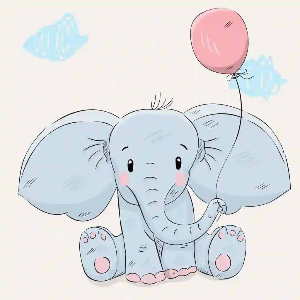 Yoqimli fil multfilmi qo'lda chizilgan | Cute elephant cartoon hand drawn
