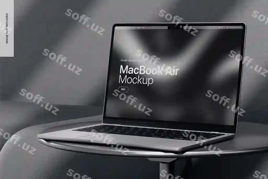 Qora va oq macbook havo maket stoli | Black white macbook air mockup table