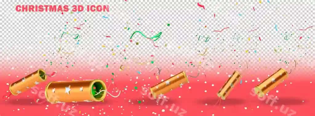 3d Yangi yil ikonka chalg'aychi orqa fonda shaffof png | 3d christmas icon clapper background transparent png