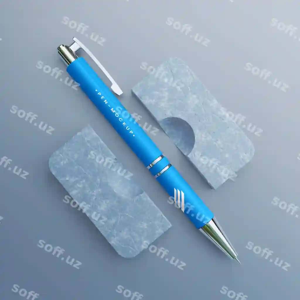 Psd bo'lingan marmar poydevorga oqlangan qalam maketi yotadi | Psd lie down elegant pen mockup into divided marble base