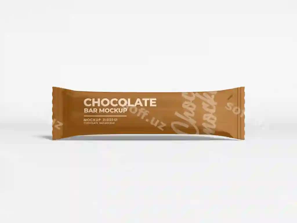 Shinovar foliya shokolad bar qadoqlash namunasi | Glossy foil chocolate bar packaging mockup
