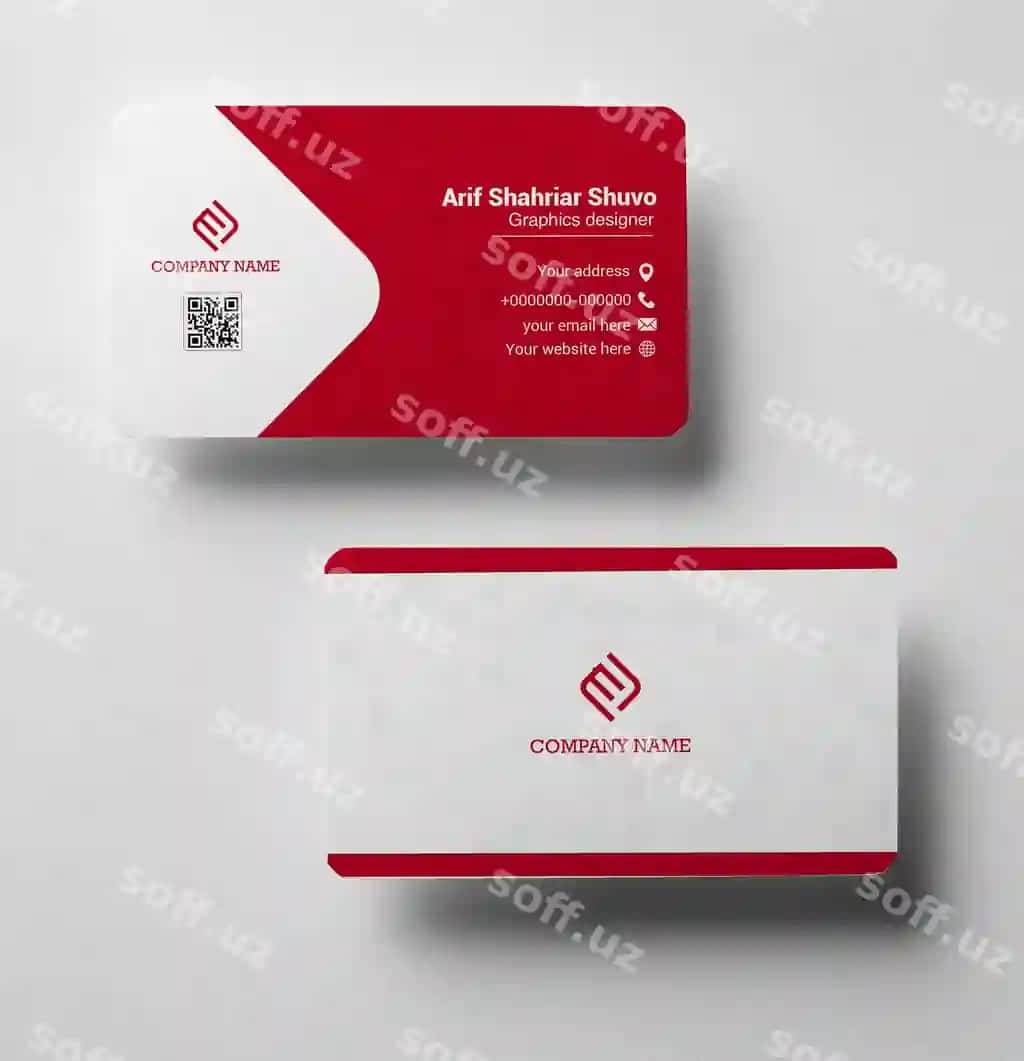 Qizil zamonaviy vizitka shabloni | Red modern business card template