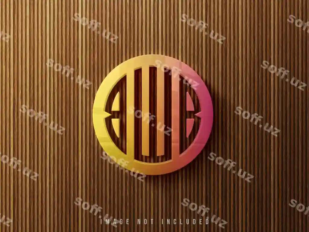 Rangli 3d logo mockup yog'och devor | Colorful 3d logo mockup wood wall