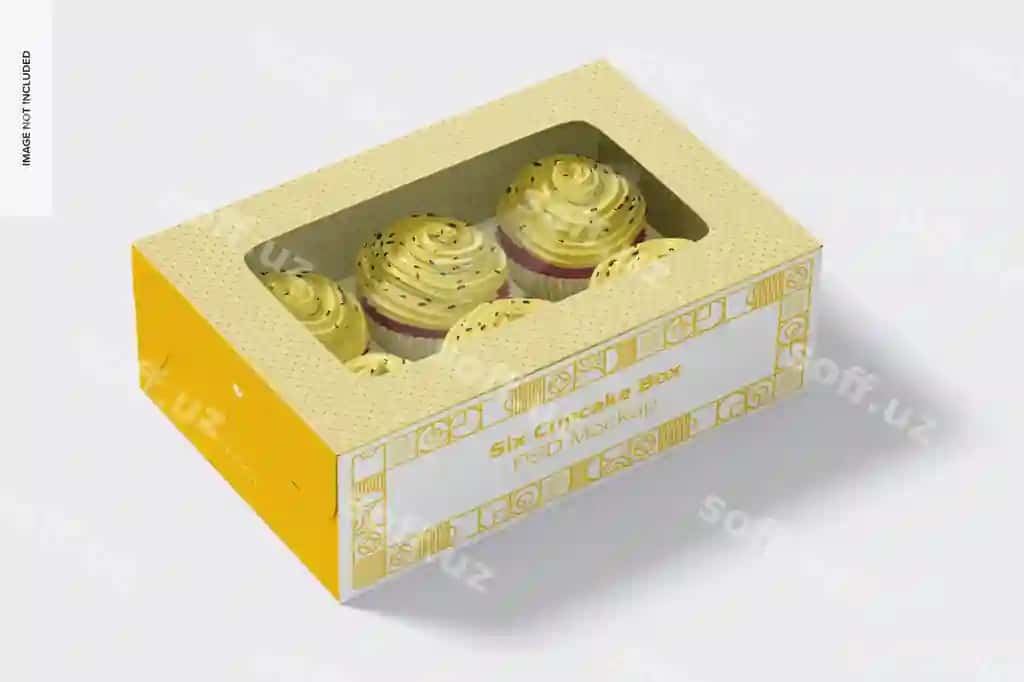 Olti kupkake qutisi namunasi | Six cupcake box mockup 2