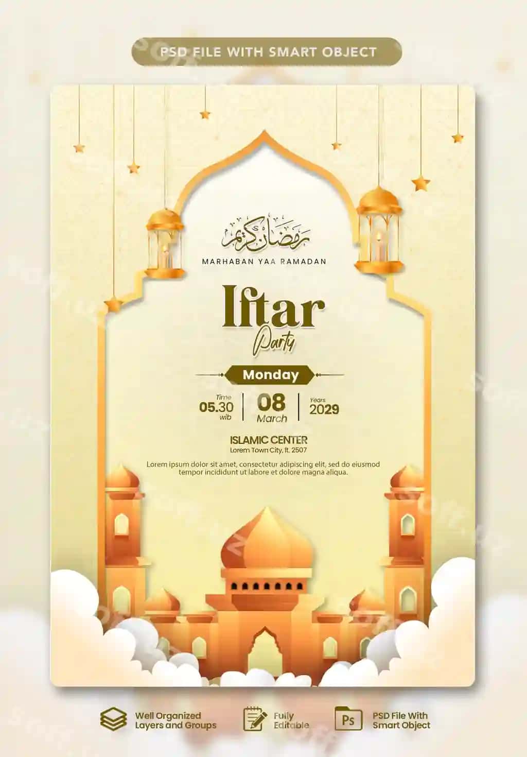 Boylik Ramazon taklif shabloni | Luxury ramadan infitation poster template