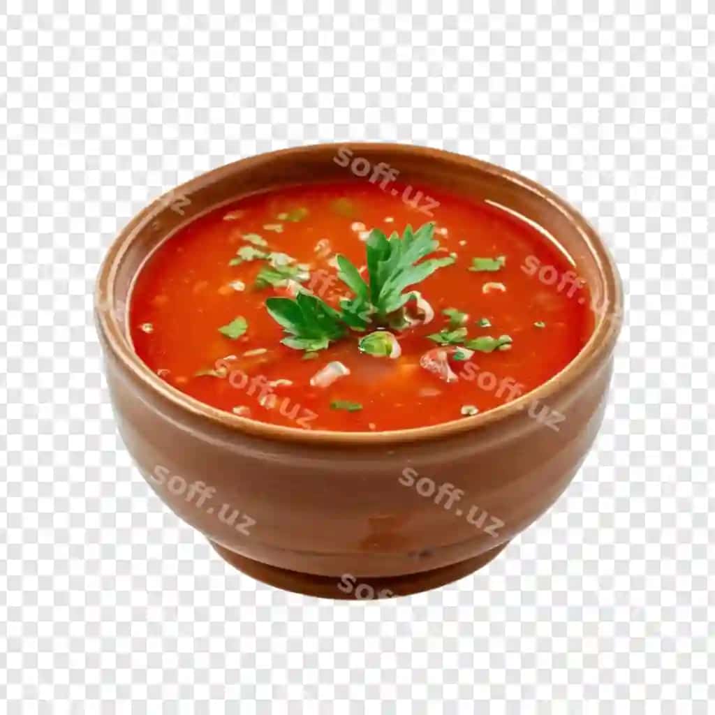 Mazali gazpacho sho'rva jigarrang piyola ispan oshxonasi | Delicious gazpacho soup brown bowl spanish cuisine