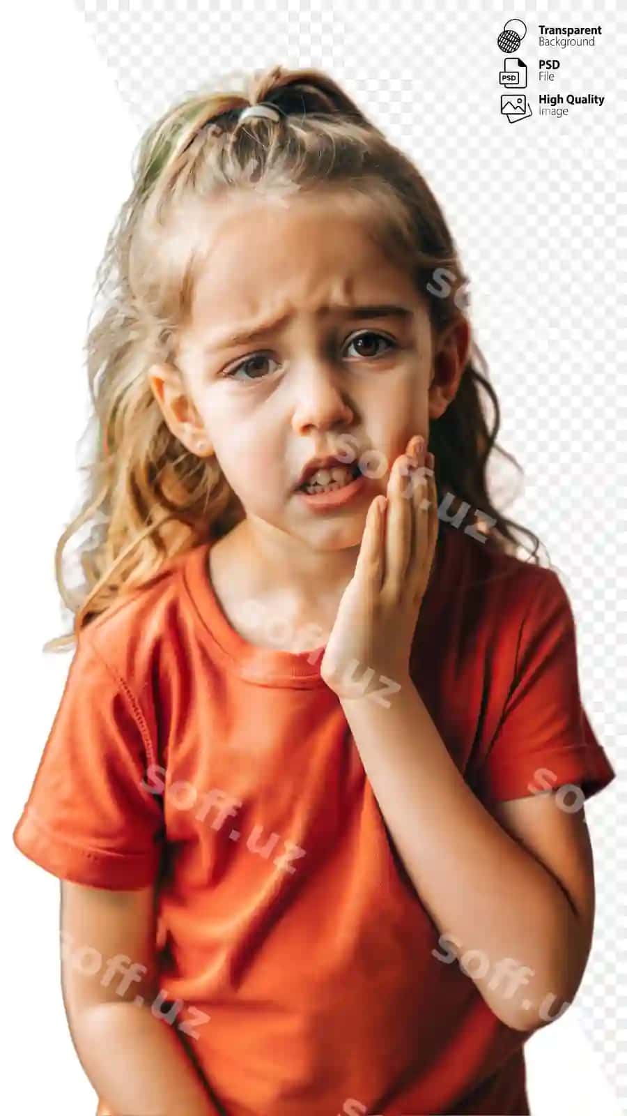 Yosh qiz tish og'rigi bilan boshini tutgan | Young girl with toothache holding cheek