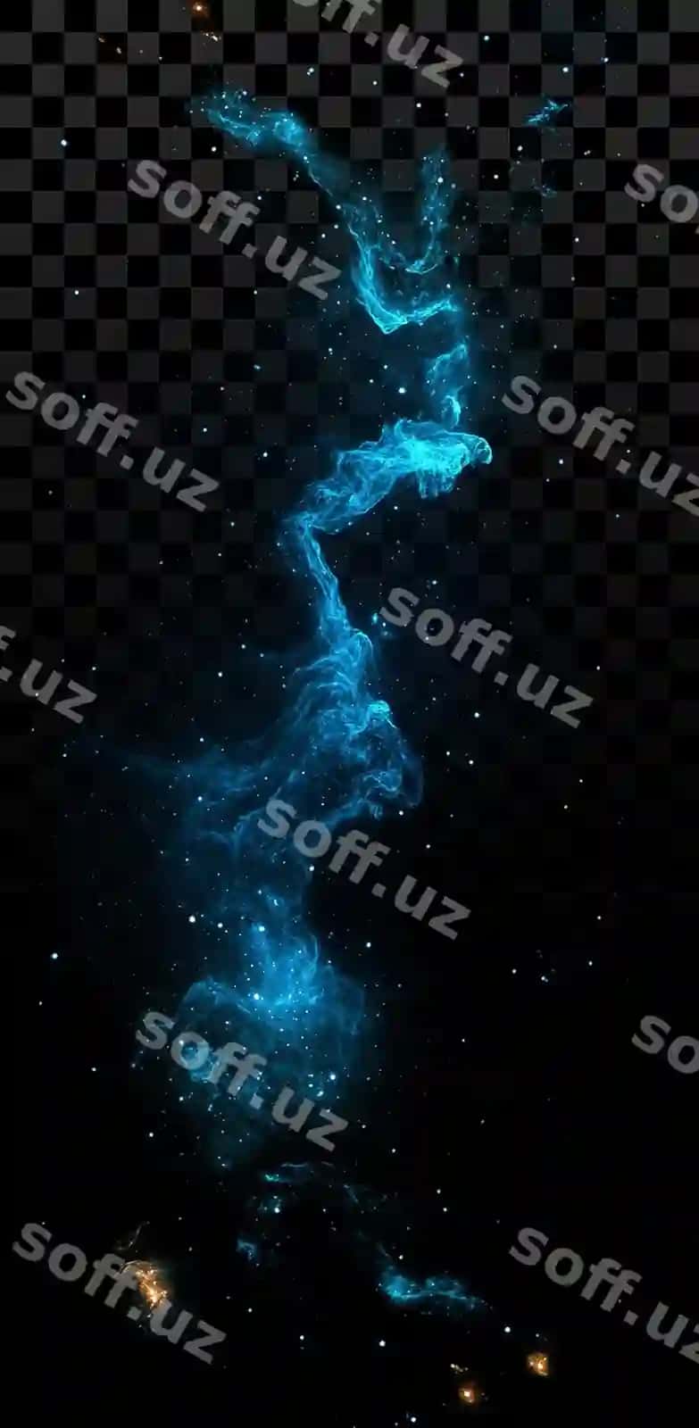 Ko'k yashil tumanlik yulduzlari shaffof fon bilan qorong'u kosmik fon | Dark space background with blue green nebula stars transparent background
