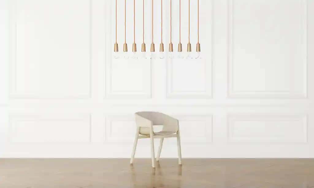 Kresloli zamonaviy interyerli ko'p lampochkali chiroq | Multi bulb lamp with chair modern interior