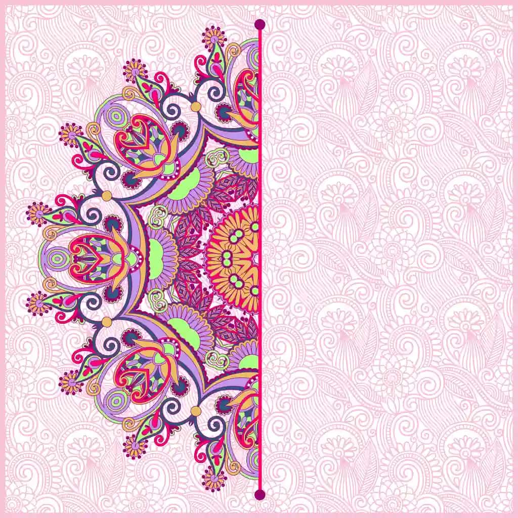 Gulli fonga ega bezakli doira shabloni | Ornamental circle template with floral background