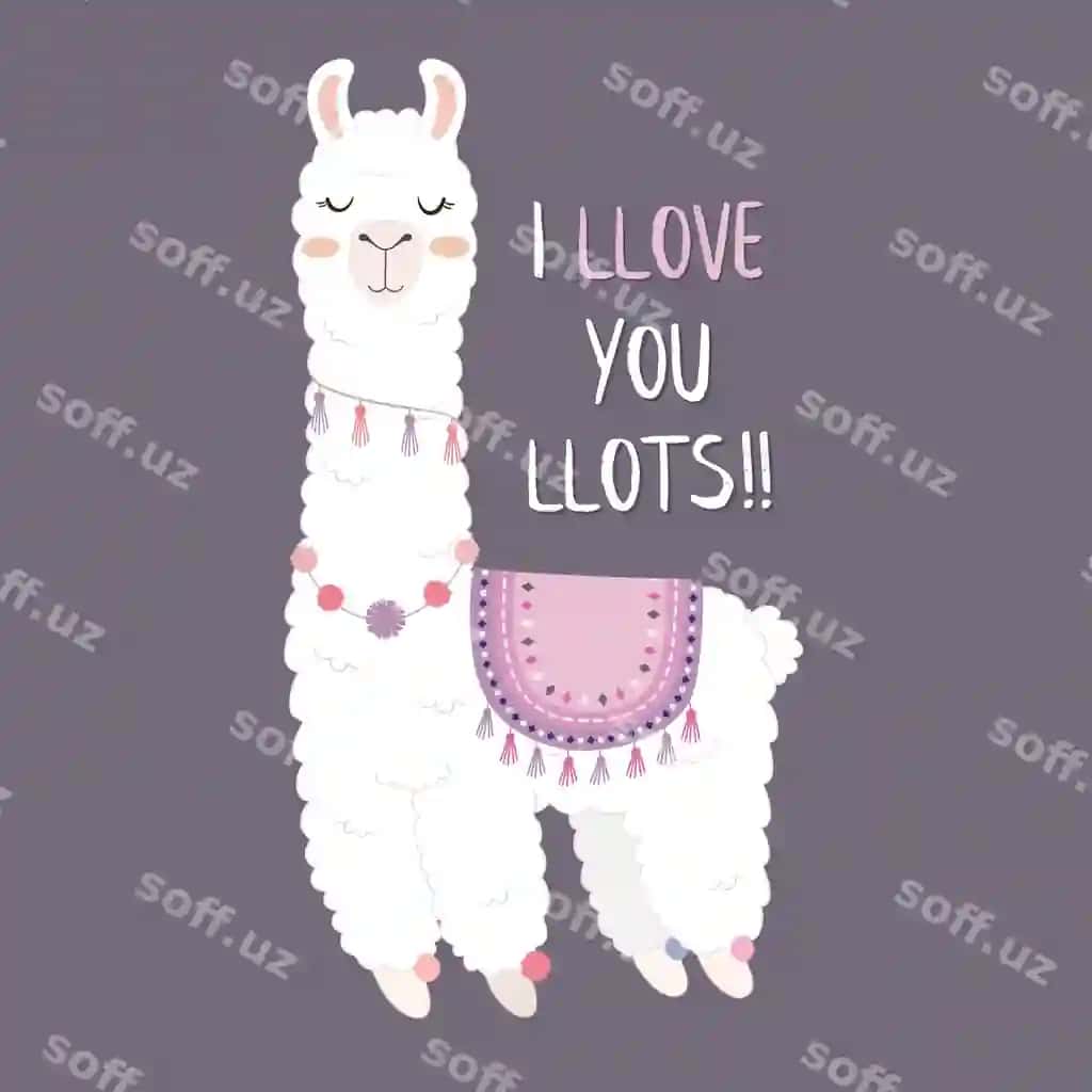 Chiroyli lama dizayni Sizni ko'p yaxshi ko'raman | Cute llama design with i love you lots