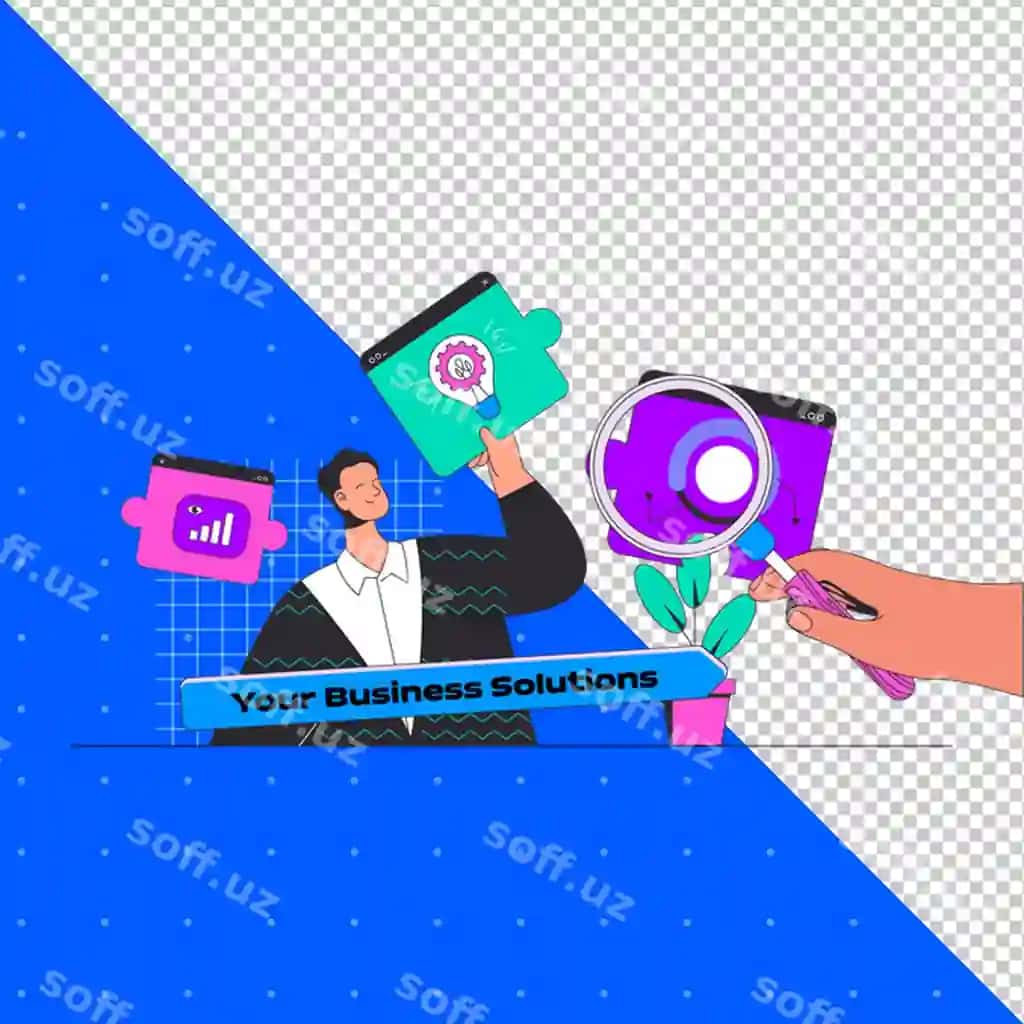 Qo'l chizilgan illustratsiya, tekis vektor ish, ofis biznes loyihalari | Hand drawn illustration flat vector work office business projects