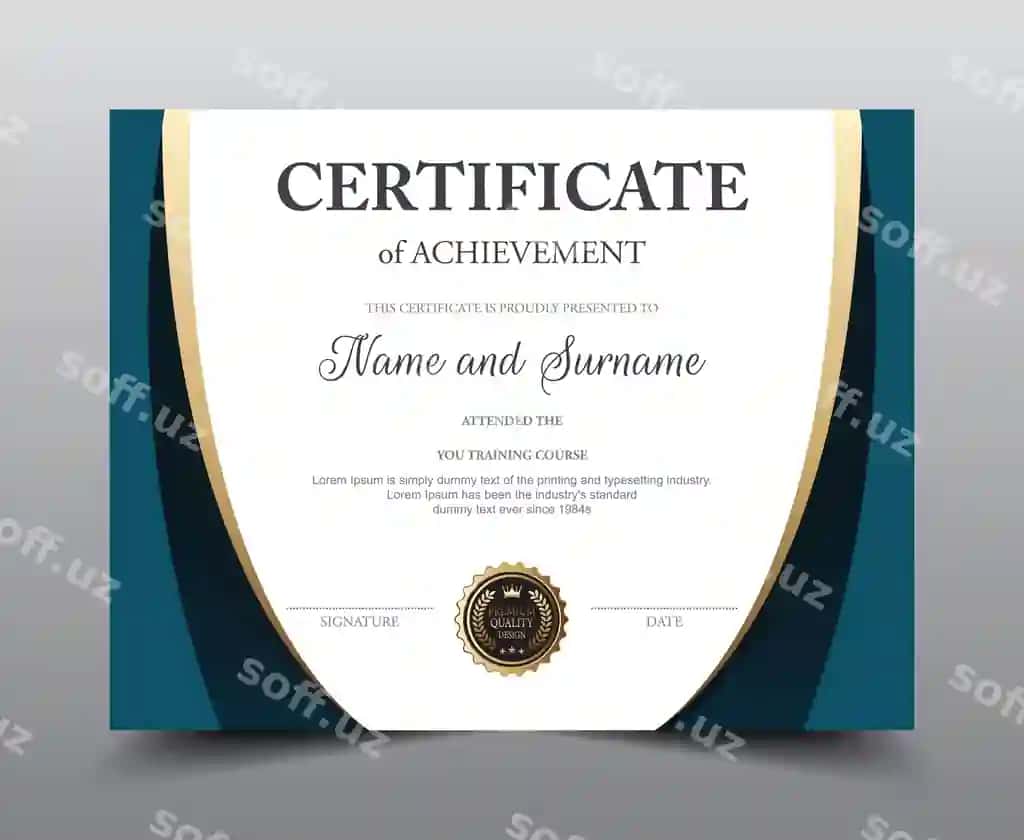 Sertifikat tartibi shablon dizayn hashamatli zamonaviy uslub | Certificate layout template design luxury modern style