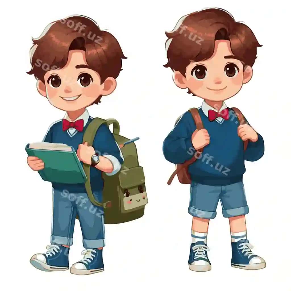 Talaba bola maktab sumkasi bilan maktab vektori izolyatsiya qilingan oq fonda | Student boy with school bag back school vector isolated white background