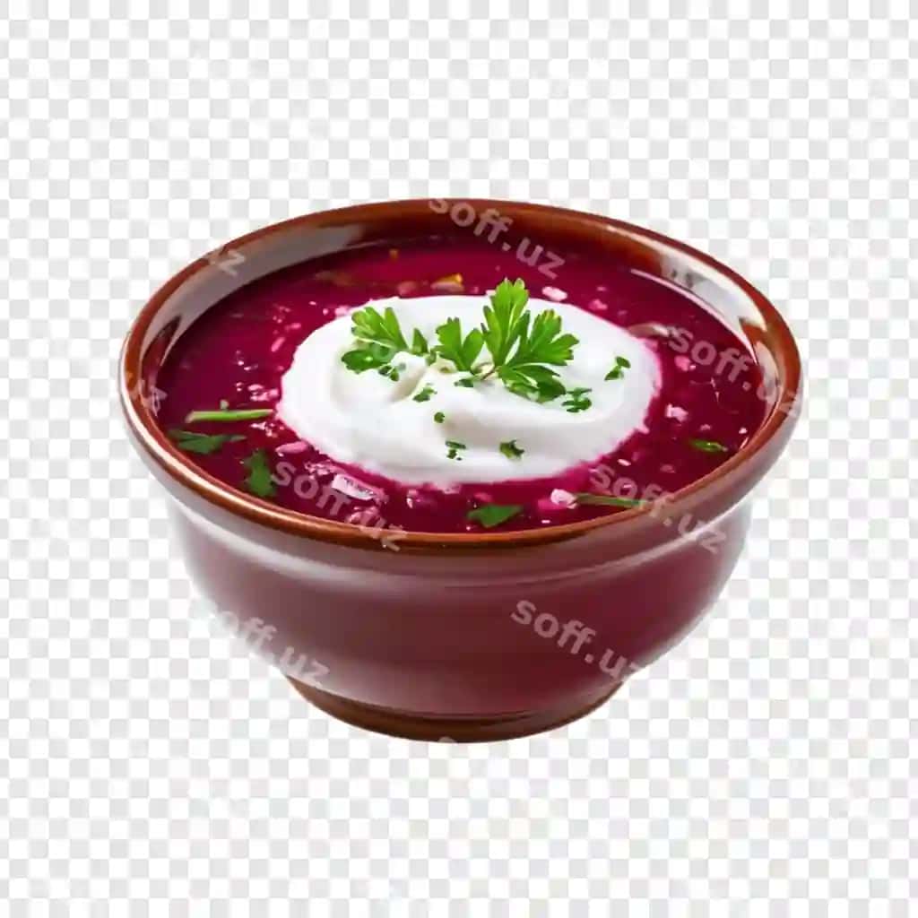 Mazali lavlagi sho'rva qaymoqli qizil piyola garnitür maydanoz ovqat oshxonasi | Delicious beetroot soup creamy red bowl garnish parsley food cuisine