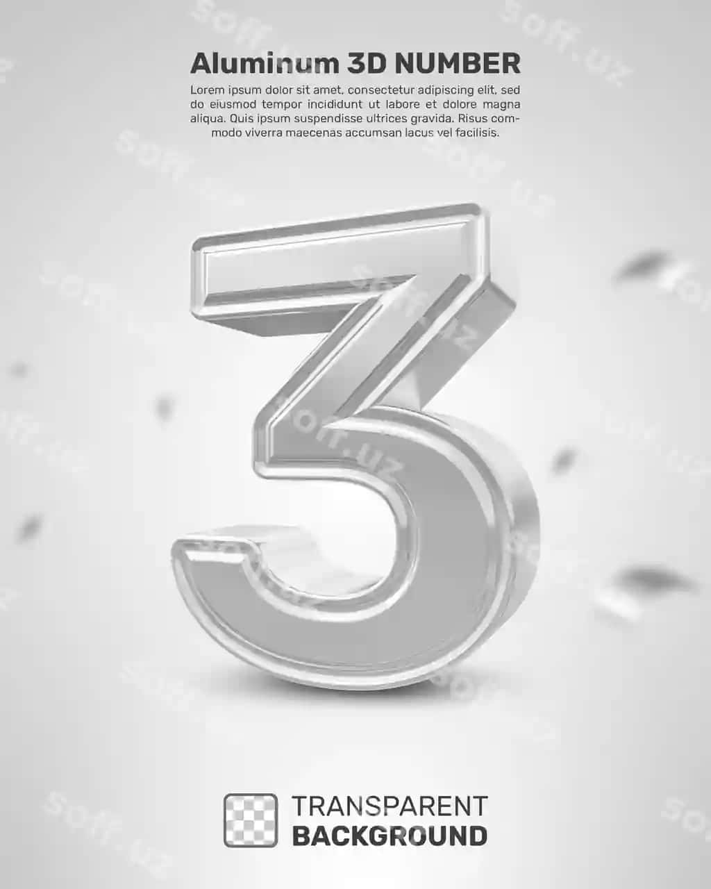 Aluminiy 3d raqam 7 gradientli oq | Aluminum 3d number 7 with gradient white