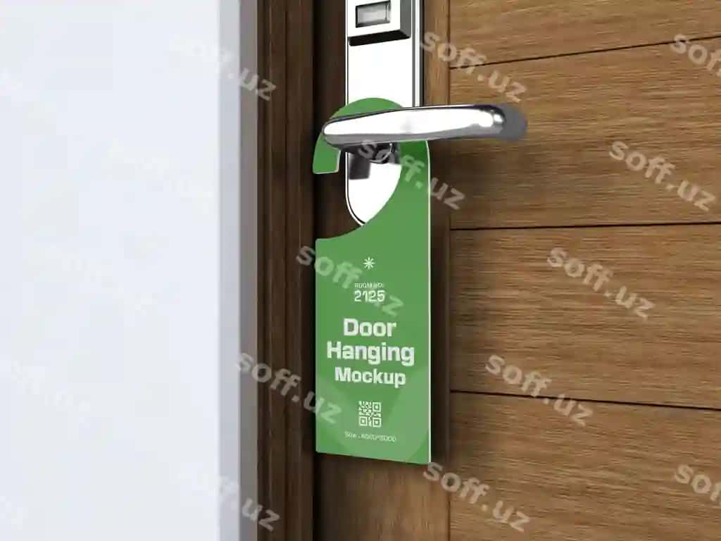 Eshik ilgichi logotipi maketi | Door hanger hang tag logo mockup