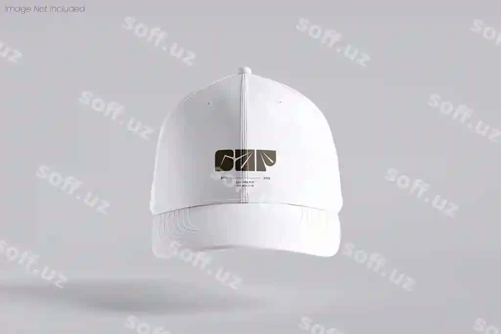 Logotipli oq beysbol qalpoqchasi maketi | White baseball cap mockup with logo