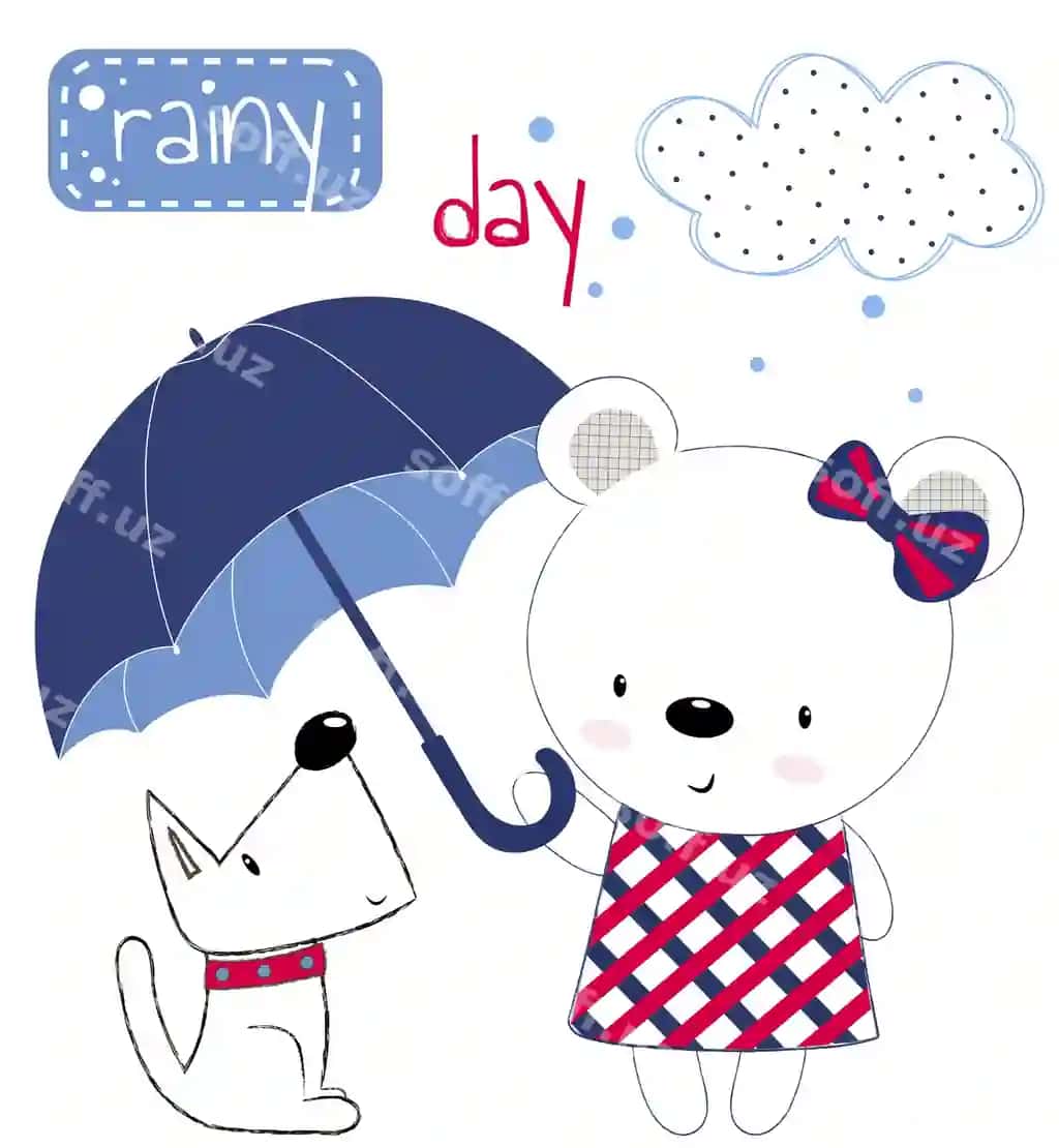 Chiroyli puxata qiz sochiq bilan kichik it | Cute teddy bear girl with umbrella puppy