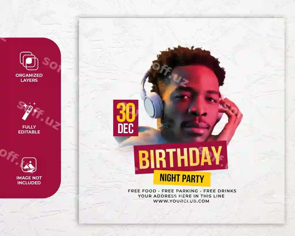 Psd tug'ilgan kun bayrami tug'ilgan kun to'plami ijtimoiy tarmoqlar uchun post shabloni | Psd birthday bash birthday party social media post template