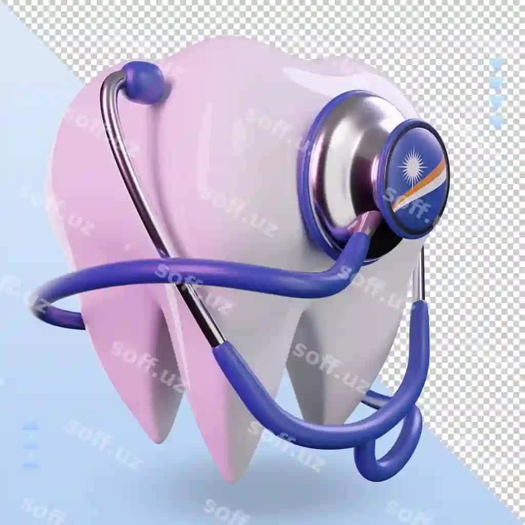 3d stomatolog stetoskop Marshall orollari bayroqi render chap tomondan ko'rinish | 3d dentist stethoscope marshall islands flag rendering left view