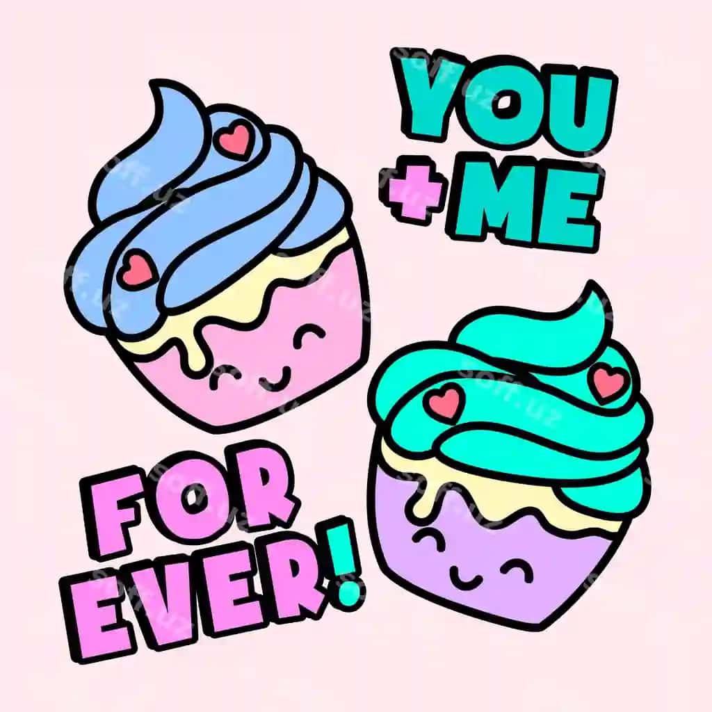 Vektor baxtli mazali kupkak | Vector happy lovely cupcakes