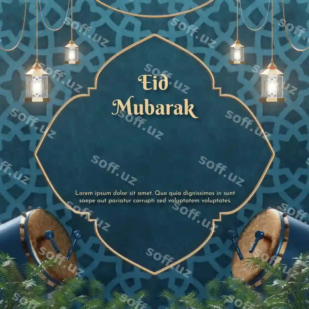 Ramazon iftori hayit muborak haqiqiy islomiy fon ko'k oltin | Ramadan iftar eid mubarak realistic islamic background blue gold