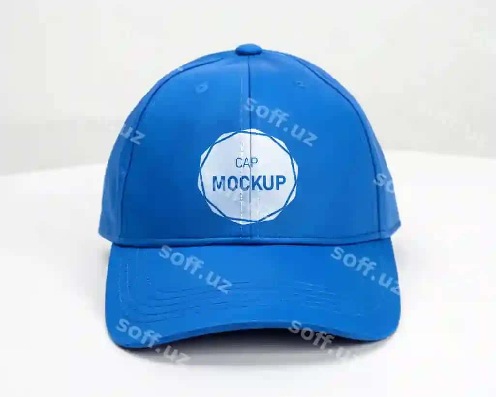 Moviy qalpoq maketi oq fon | Blue cap mockup white background