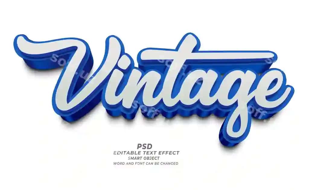 Vintage psd 3d tahrirlanga olinadigan tekst effekti | Vintage psd 3d editable text effect