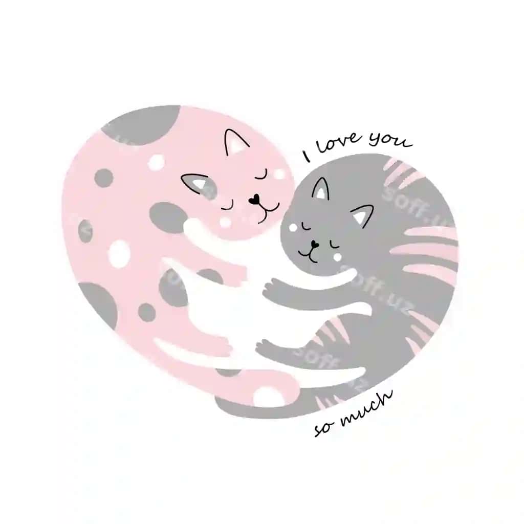 Chiroyli mushuklar yurakni o'zlashtiradi, men sizni juda ko'raman | Cute cats embrace heart i love you so much